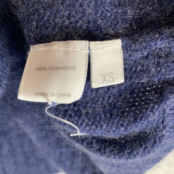 Jill Roberts Sweater Womens XS Blue Knit Cashmere Long Sleeve Crew Pullover - Picture 4 of 7